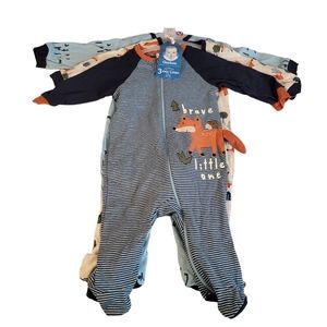 Gerber Cotton Sleep & Plays 3 Pac New With Tags NWT 0-3 Months